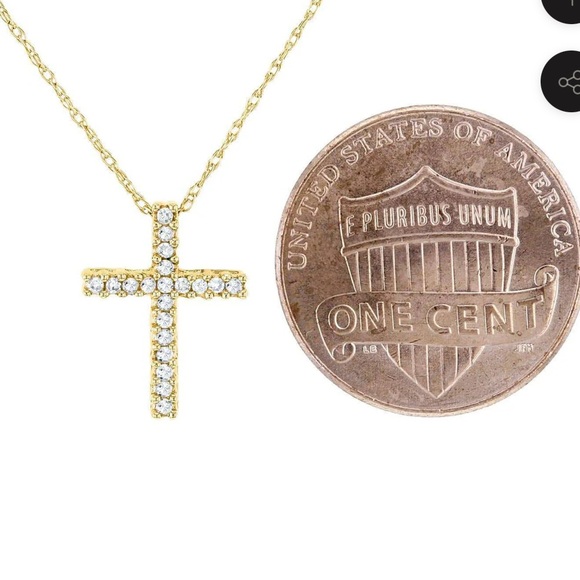 Solid 10k Gold Natural Diamond Lined Cross pendant with solid 10k chain, stamped - Picture 2 of 6